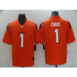Nike Bengals 1 Ja'Marr Chase Orange Vapor Untouchable Limited Men Jersey