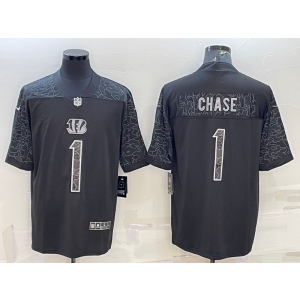 Nike Bengals 1 Ja'Marr Chase Reflective Vapor Limited Men Jersey