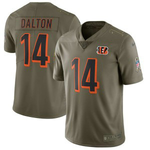 Nike Bengals 14 Andy Dalton Olive 2017 Salute To Service Limited Youth Jersey
