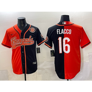 Nike Bengals 16 Flacco Black Orange Split Baseball Vapor Limited Men Jersey