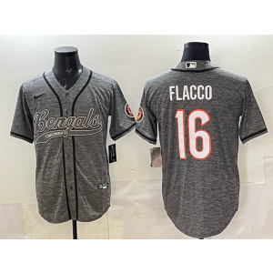 Nike Bengals 16 Flacco Grey Baseball Vapor Limited Men Jersey