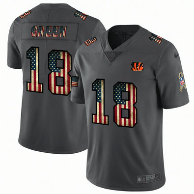 Nike Bengals 18 A.J. Green 2019 Salute To Service USA Flag Fashion Limited Jersey