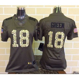 Nike Bengals 18 A.J. Green Green Women's Stitched NFL Limited Salute to Service Jersey