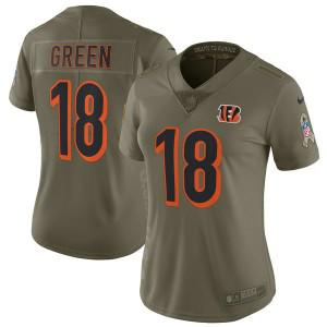 Nike Bengals 18 A.J. Green Olive 2017 Salute To Service Limited Women Jersey