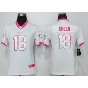Nike Bengals 18 A.J. Green White Pink Women Game Jersey
