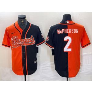 Nike Bengals 2 Evan McPherson Orange Black Split Vapor Baseball Limited Men Jersey