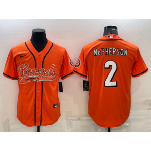 Nike Bengals 2 Evan McPherson Orange With Patch Vapor Baseball Limited Men Jersey