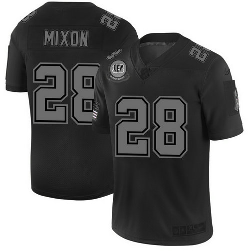 Nike Bengals 28 Joe Mixon 2019 Black Salute To Service Fashion Limited Jersey