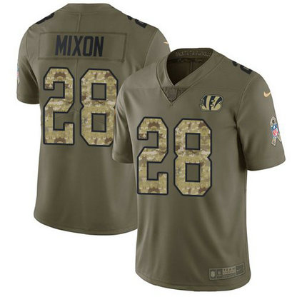 Nike Bengals 28 Joe Mixon Olive Camo Salute To Service Limited Jersey