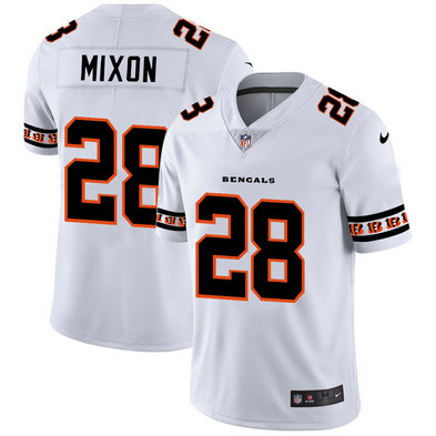Nike Bengals 28 Joe Mixon White Team Logos Fashion Vapor Limited Jersey