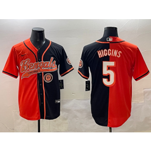 Nike Bengals 5 Tee Higgins Black White Split Vapor Baseball Limited Men Jersey