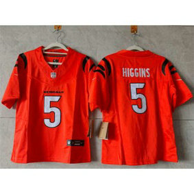 Nike Bengals 5 Tee Higgins Orange F.U.S.E. Vapor Limited Women Jersey(Run Small)