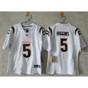 Nike Bengals 5 Tee Higgins White F.U.S.E. Vapor Limited Women Jersey(Run Small)
