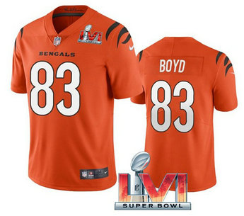 Nike Bengals 83 Tyler Boyd Orange 2022 Super Bowl LVI Vapor Limited Jersey