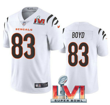 Nike Bengals 83 Tyler Boyd White 2022 Super Bowl LVI Vapor Limited Jersey