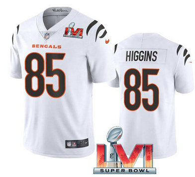 Nike Bengals 85 Tee Higgins White 2022 Super Bowl LVI Vapor Limited Jersey