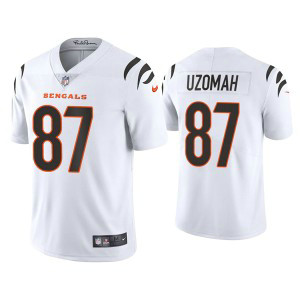 Nike Bengals 87 C.J. Uzomah 2021 New White Vapor Untouchable Limited Men Jersey