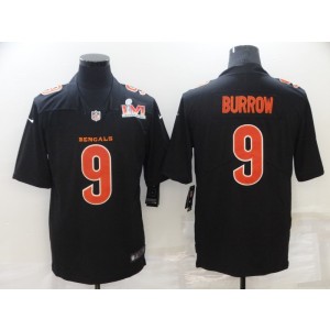 Nike Bengals 9 Burrow Black Orange Super Bowl Vapor Limited Men Jersey
