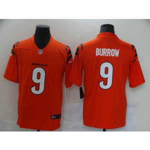 Nike Bengals 9 Joe Burrow 2021 New Orange Vapor Limited Men Jersey