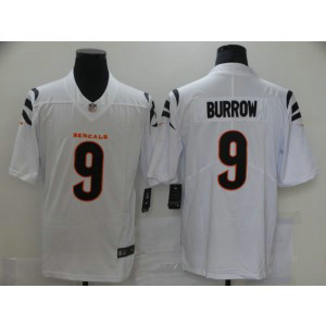 Nike Bengals 9 Joe Burrow 2021 New White Vapor Limited Men Jersey