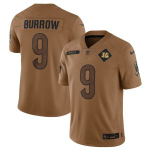 Nike Bengals 9 Joe Burrow 2023 Brown Salute To Service Limited Men Jersey