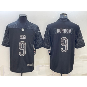 Nike Bengals 9 Joe Burrow Black Reflective Vapor Limited Men Jersey