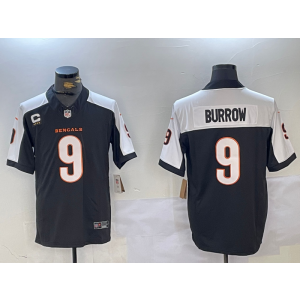 Nike Bengals 9 Joe Burrow Black Thanksgiving Day F.U.S.E. Vapor Limited Men Jersey