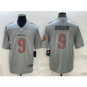 Nike Bengals 9 Joe Burrow Gray Atmosphere Fashion Vapor Limited Men Jersey