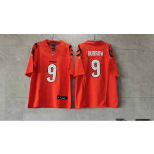 Nike Bengals 9 Joe Burrow Orange 2023 F.U.S.E Vapor Limited Men Jersey