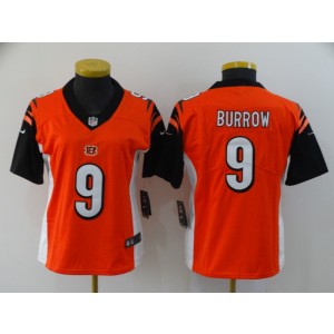 Nike Bengals 9 Joe Burrow Orange Vapor Untouchable Limited Women Jersey