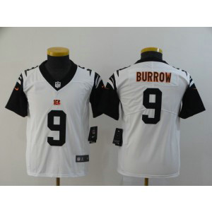Nike Bengals 9 Joe Burrow White Color Rush Limited Youth Jersey