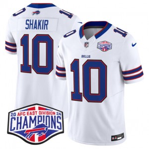 Nike Bills 10 Khalil Shakir White 2024 AFC East Division Champions F.U.S.E. Vapor Limited Men Jersey