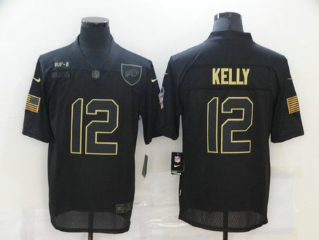 Nike Bills 12 Jim Kelly Black 2020 Salute To Service Limited Jersey