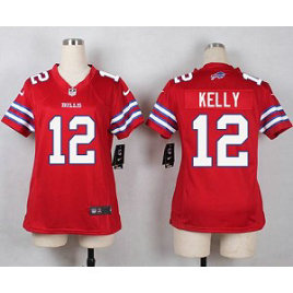 Nike Bills 12 Jim Kelly Red Women's Stitched NFL Limited Color Rush Jersey