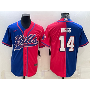 Nike Bills 14 Diggs Blue Red Split Vapor Limited Men Jersey