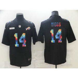 Nike Bills 14 Stefon Diggs Rainbow Black Vapor Limited Men Jersey
