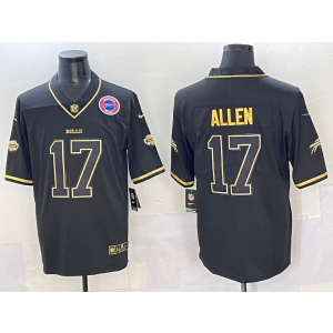 Nike Bills 17 Allen Black Gold Team Logo Vapor Limited Men Jersey