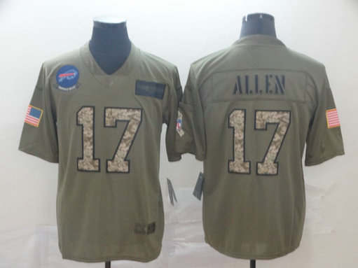 Nike Bills 17 Josh Allen 2019 Olive Camo Salute To Service Limited Jersey