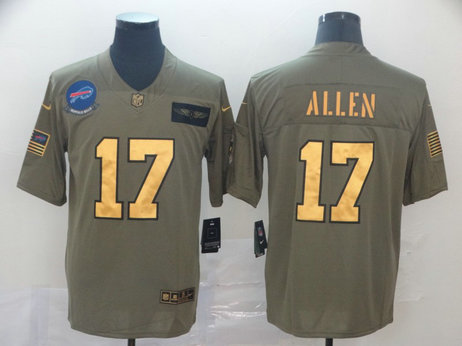Nike Bills 17 Josh Allen 2019 Olive Gold Salute To Service Limited Jersey