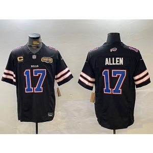 Nike Bills 17 Josh Allen Black F.U.S.E. Vapor Limited Men Jersey with C Patch