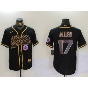 Nike Bills 17 Josh Allen Black Gold Vapor Baseball Limited Men Jersey