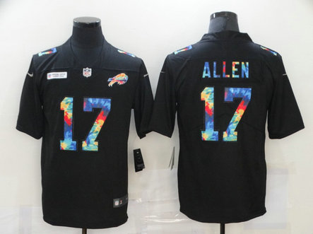 Nike Bills 17 Josh Allen Black Vapor Untouchable Rainbow Limited Jersey