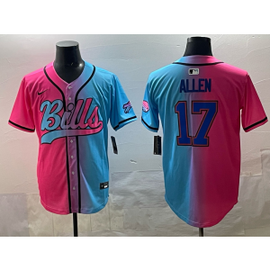 Nike Bills 17 Josh Allen Blue Pink Baseball Vapor Limited Men Jersey