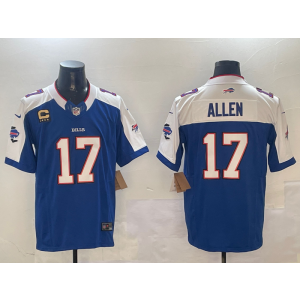 Nike Bills 17 Josh Allen Blue Thanksgiving F.U.S.E. Vapor Limited Men Jersey