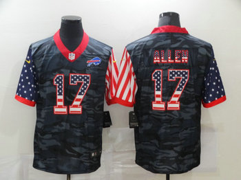 Nike Bills 17 Josh Allen Camo 2020 USA Flag Limited Jersey