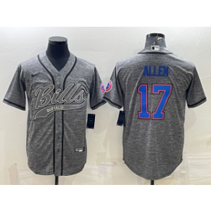 Nike Bills 17 Josh Allen Grey With Patch Vapor Baseball Limited Men Jersey