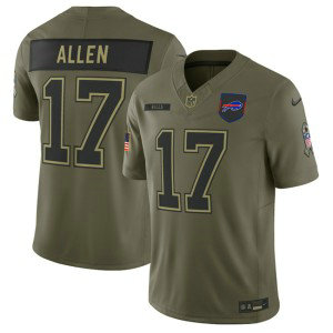 Nike Bills 17 Josh Allen Olive 2025 Salute to Service F.U.S.E. Vapor Limited Men Jersey