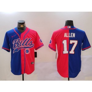 Nike Bills 17 Josh Allen Red Blue Split Vapor Baseball Limited Men Jersey