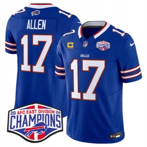 Nike Bills 17 Josh Allen Royal 2024 AFC East Division Champions F.U.S.E. Vapor Limited Men Jersey with C Patch