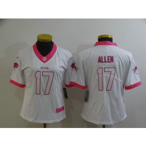 Nike Bills 17 Josh Allen White Pink Limited Women Jersey